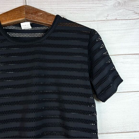 Zyia Active Black Chill Black Mesh Crop Short Sleeve T-Shirt Size M - Picture 4 of 10